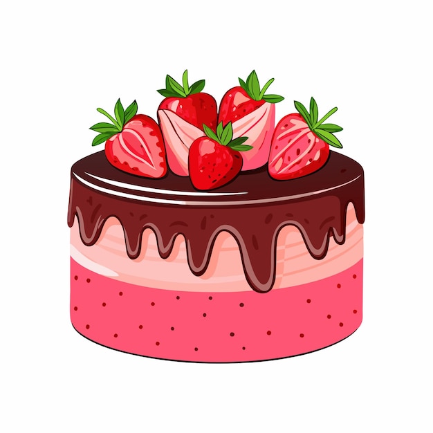 Ilustração 3 do vetor do bolo de morango