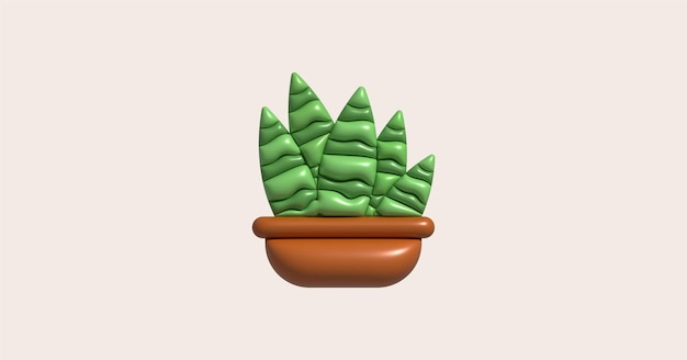 Ilustração 3d cactus e aloe vera planta espinhos do deserto cactos e plantas de casa tropicais