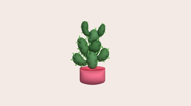 Ilustração 3d cactus e aloe vera planta espinhos do deserto cactos e plantas de casa tropicais