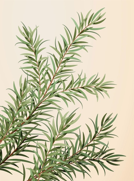 Vetor ilustração 3d da árvore do chá etérea com folhas de erva para fins medicinais