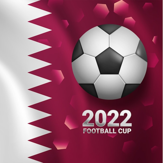 Vetor ilustração 3d da bandeira do futebol da copa do mundo do qatar