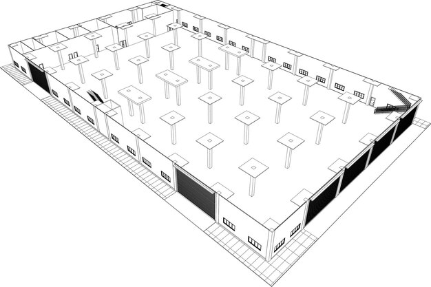 Vetor ilustração 3d da estrutura do edifício