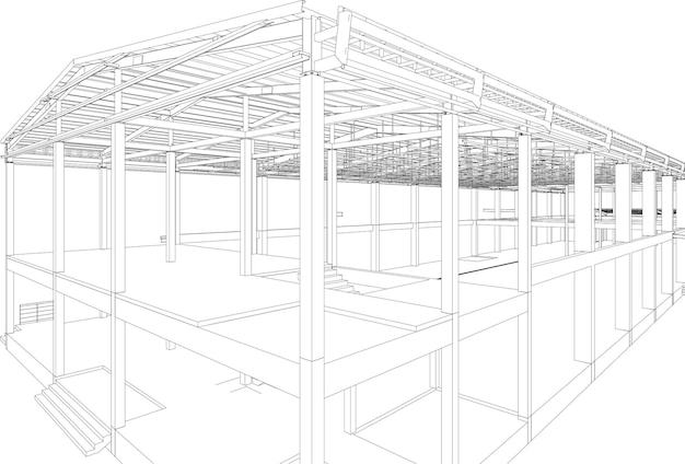 Vetor ilustração 3d da estrutura do edifício