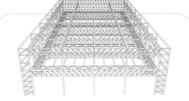 Ilustração 3D da estrutura do edifício