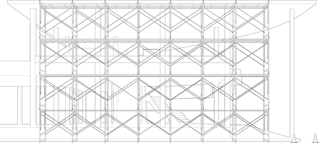 Ilustração 3D de construção e construção