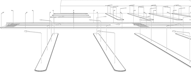 Ilustração 3D de estacionamento e garagem