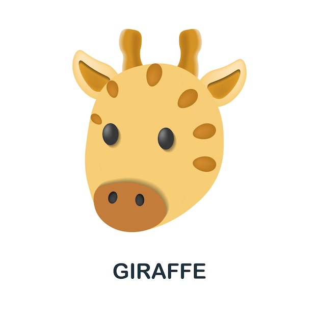Ilustração 3d de ícone de girafa da coleção de cabeça de animal ícone 3d criativo de girafa para infográficos de modelos de web design e muito mais
