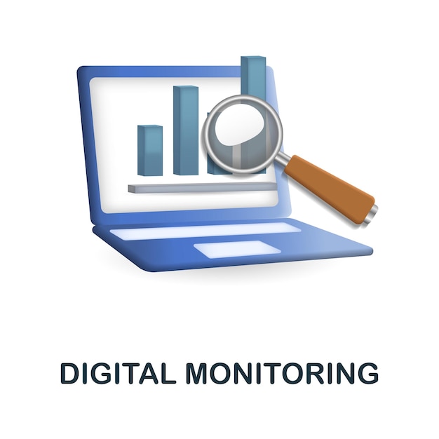 Ilustração 3d de ícone de monitoramento digital da coleção fintech ícone 3d de monitoramento digital criativo para infográficos de modelos de web design e muito mais