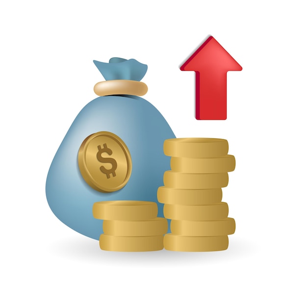 Ilustração 3d de ícone de renda de dividendos da coleção de renda passiva Ícone 3d de renda de dividendos criativa para infográficos de modelos de web design e muito mais