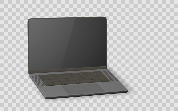 Vetor ilustração 3d de laptop moderno com tela em branco em fundo transparente dispositivo digital