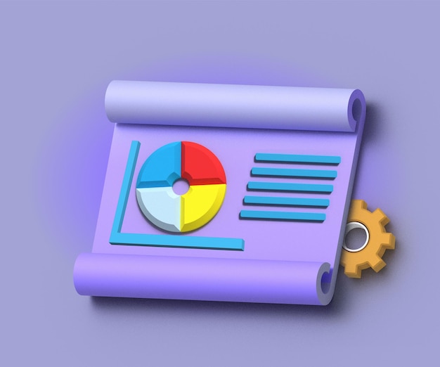 Vetor ilustração 3d de negócios ou nota de análise de dados de crescimento de negócios