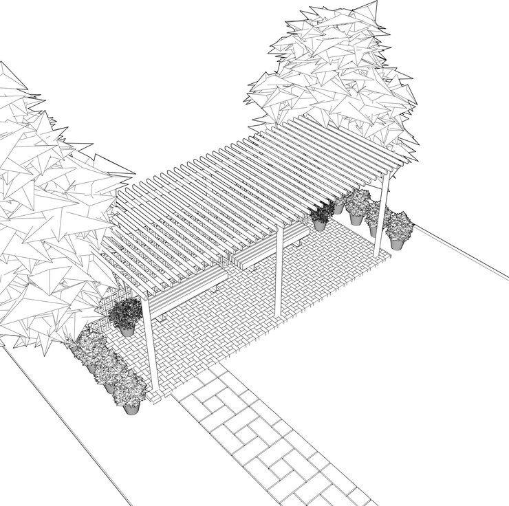 Vetor ilustração 3d de paisagens e arquitetura