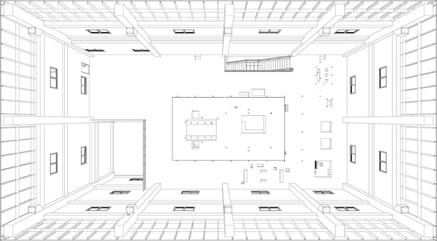 Vetor ilustração 3d de um edifício industrial