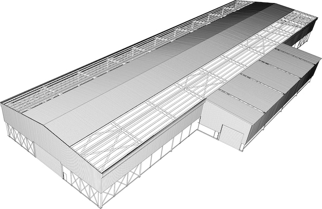 Vetor ilustração 3d de um edifício industrial