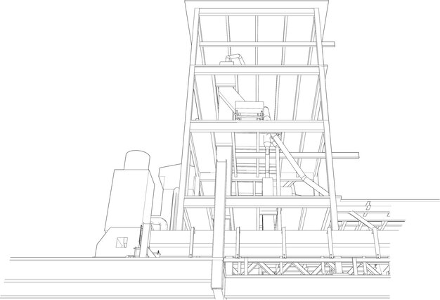 Vetor ilustração 3d de um edifício industrial