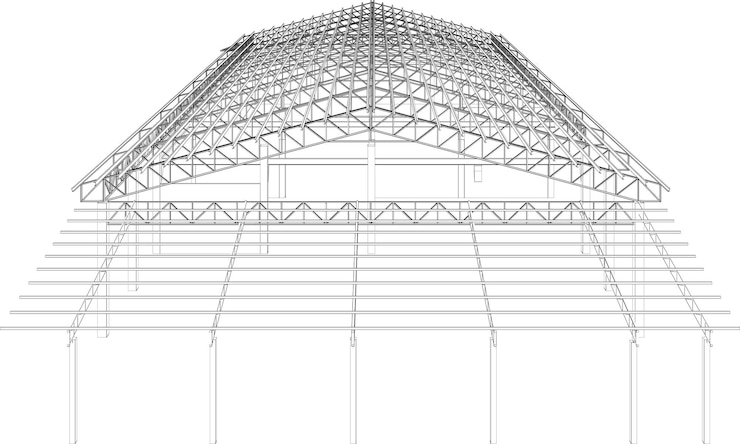 Vetor ilustração 3d de um edifício industrial
