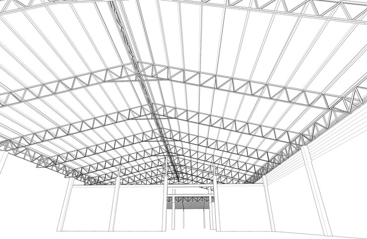 Vetor ilustração 3d de um edifício industrial