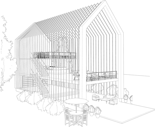 Vetor ilustração 3d de uma cafeteria