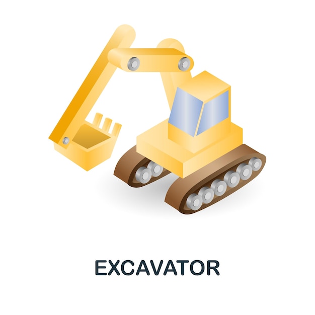 Ilustração 3d do ícone da escavadeira da coleção de instrumentos de construção ícone 3d da escavadeira criativa para modelos de design da web, infográficos e muito mais