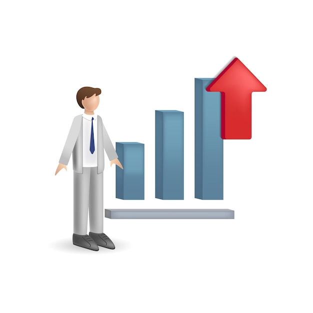Ilustração 3d do ícone de oportunidades de alto crescimento da coleção de investimentos Ícone 3d de oportunidades de alto crescimento criativo para infográficos de modelos de web design e muito mais