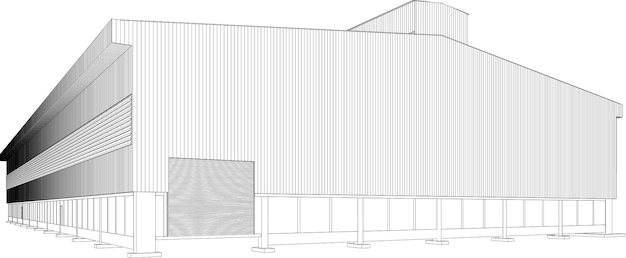 Ilustração 3D do projeto de construção