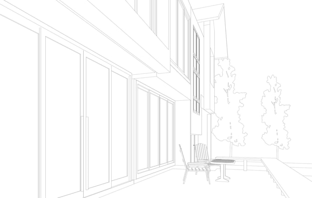Ilustração 3d do projeto de construção