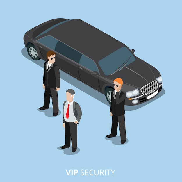 Ilustração 3d isométrica da web do vip security bodyguard service