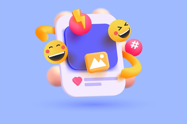 Ilustração 3d moderna de post de mídia social