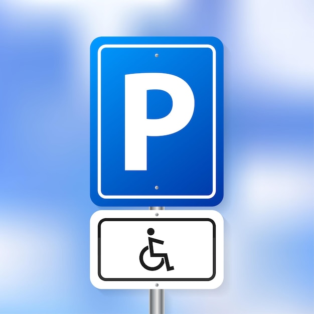 Vetor ilustração 3d no pano de fundo branco um sinal de estacionamento para deficientes vetoriais arte vetorial