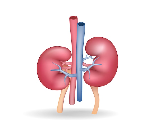 Ilustração 3d plana isométrica do conceito de anatomia dos vasos sanguíneos para o rim