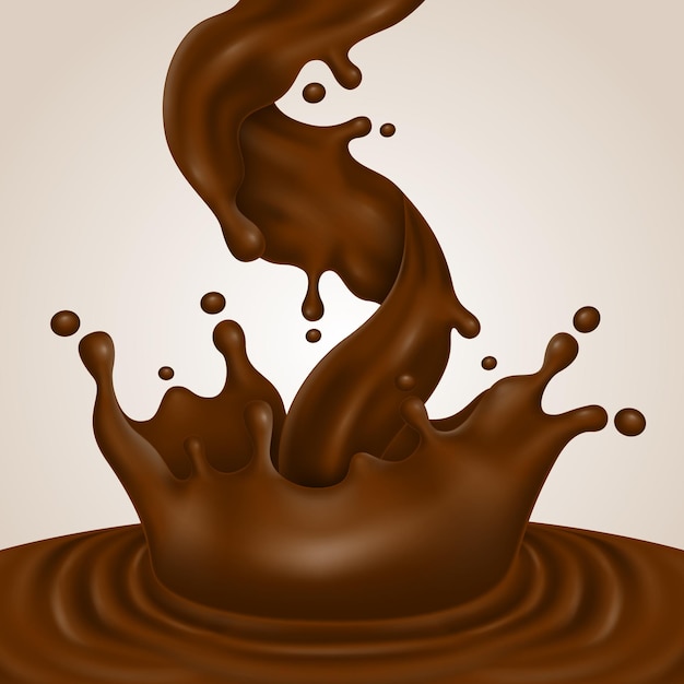 Ilustração 3D realista de salpicos de chocolate