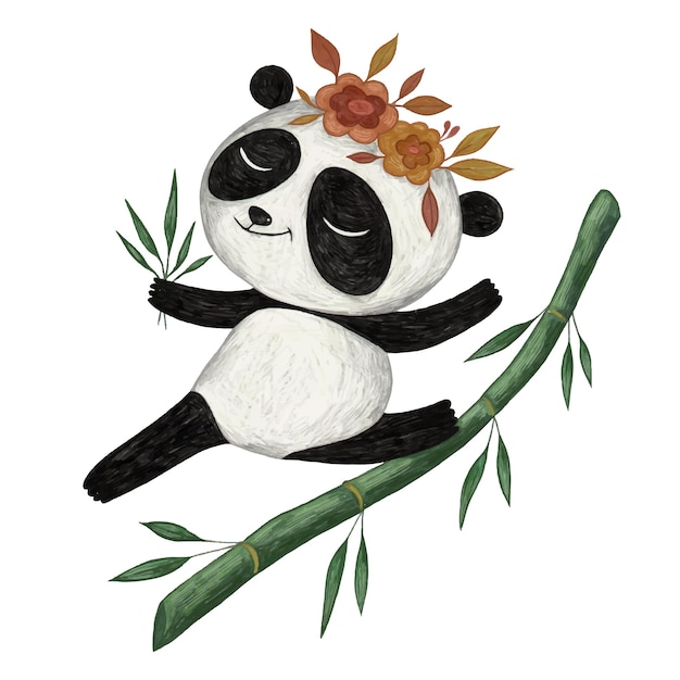 Ilustração a lápis de panda fofo