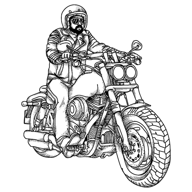 Vetor ilustração a preto e branco de moto