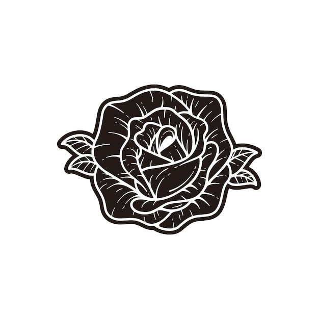 Vetor ilustração a preto e branco de uma flor com uma fita.