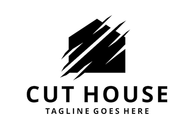 Ilustração abstrata casa de corte afiado com logotipo de modelo de design de sinal de faca