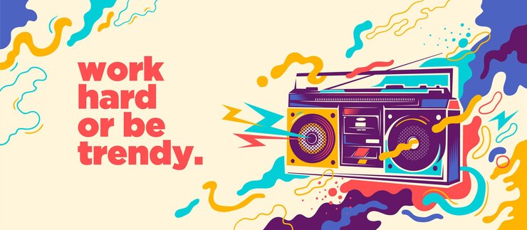 Ilustração abstrata com rádio retrô.