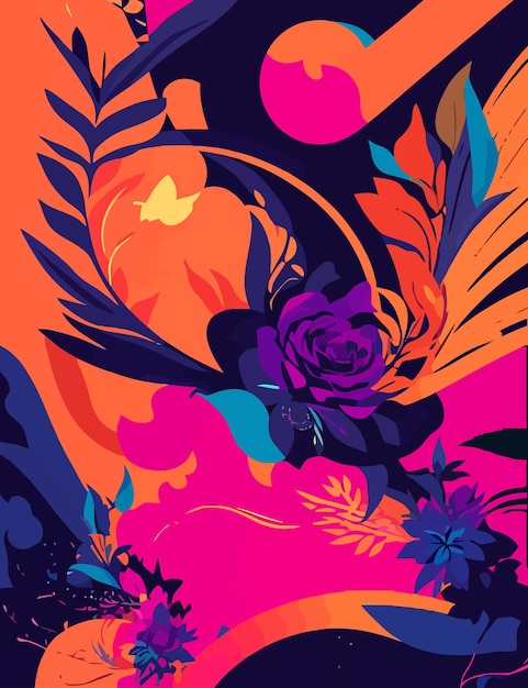 Vetor ilustração abstrata de fundo estético floral colorido