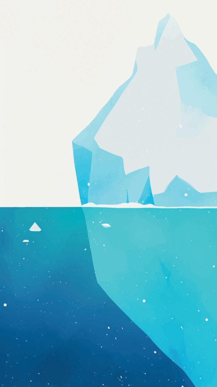 Vetor ilustração abstrata de um iceberg no oceano