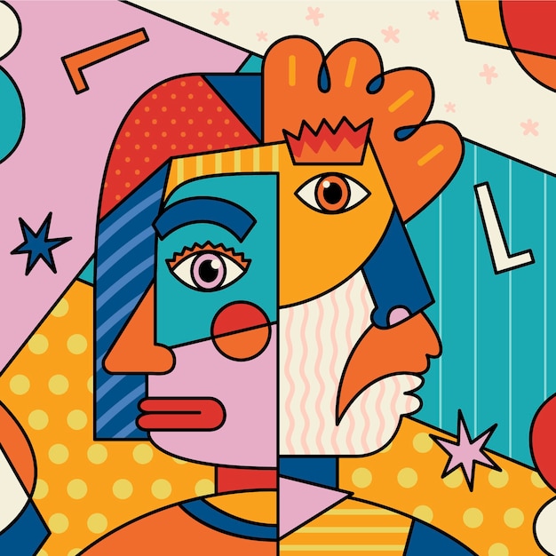 Ilustração abstrata desenhada à mão ao estilo de Picasso