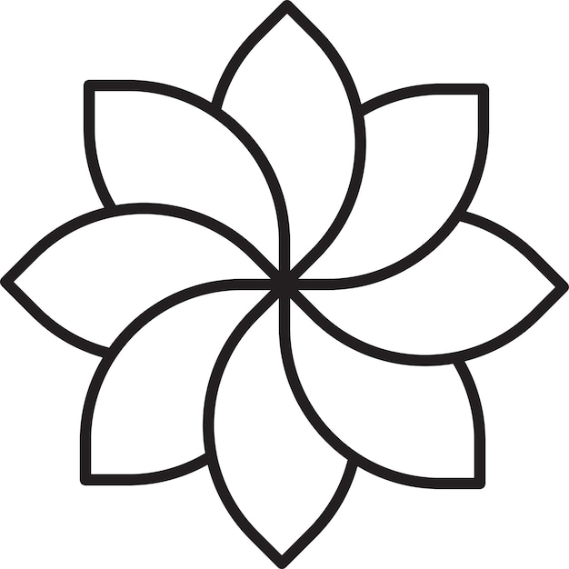 Ilustração abstrata do logotipo da flor de oito pétalas em estilo moderno e minimalista