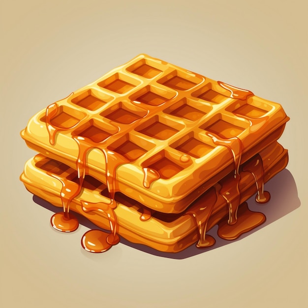 Ilustração alimento vetor waffle sobremesa lanche doce padaria café da manhã fundo wafer iso