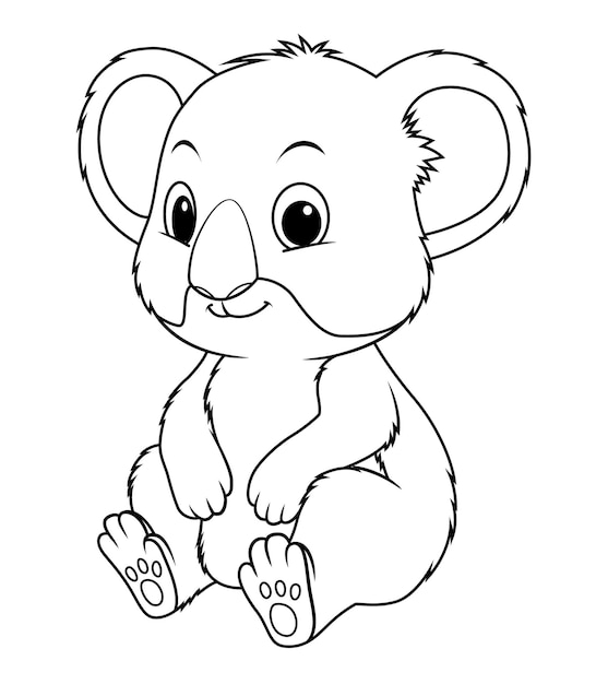 Ilustração animal dos desenhos animados do pequeno urso coala bw