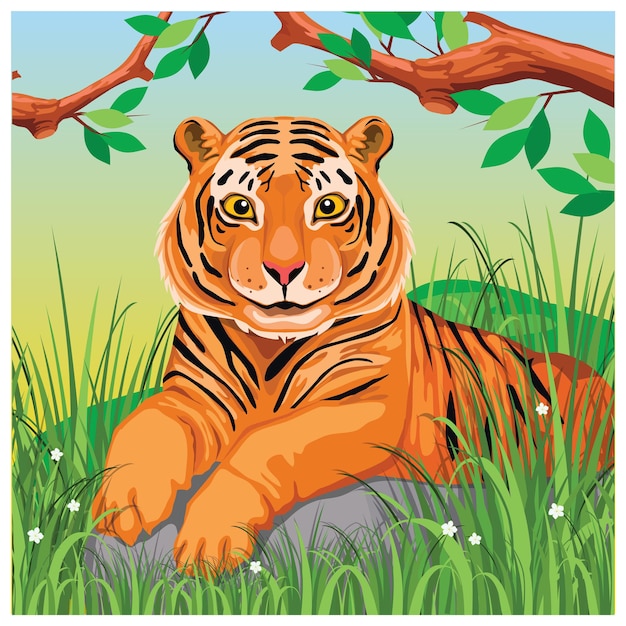 Ilustração animal Harimau Sumatera