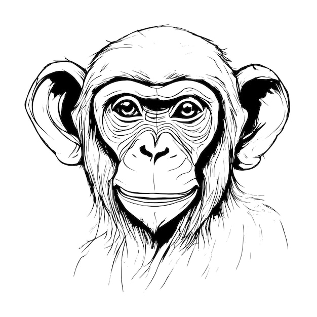 Retrato Realista De Um Macaco Adulto Em Fundo Branco Ilustração Stock -  Ilustração de desenho, multa: 289792362