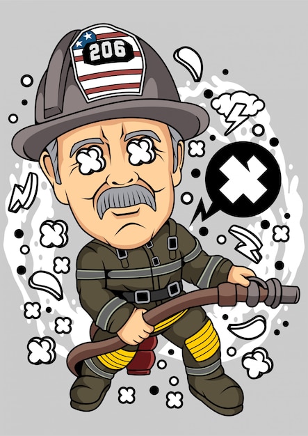 Ilustração antiga de bombeiro