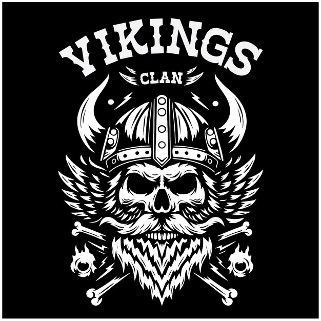Ilustração antiga de um crânio viking