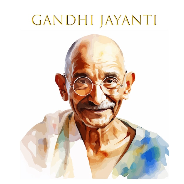 Vetor ilustração aquarela com mahatma gandhi para gandhi jayanti em branco