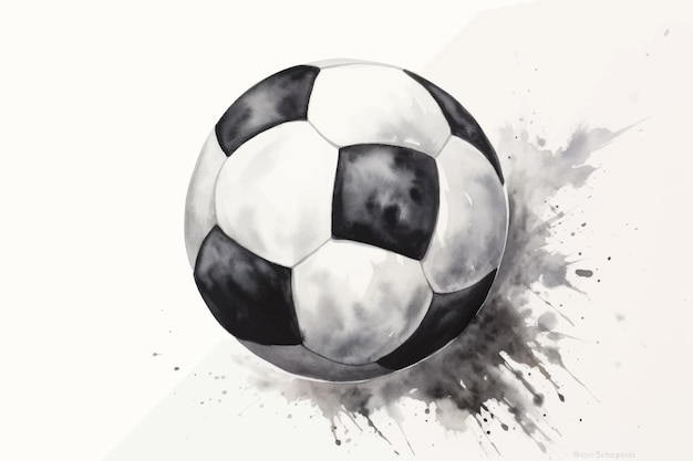 Vetor ilustração aquarela de uma bola de futebol bola de futebol em um fundo branco isolado