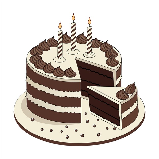 Ilustração artística vetorial de bolo de aniversário