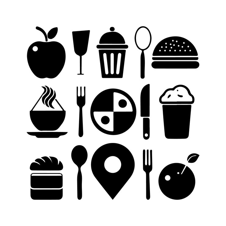 Vetor ilustração artística vetorial de ícone de silhueta de alimentos